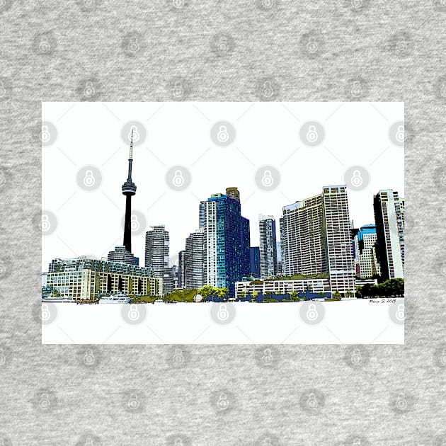 Toronto Skyline Graphic with CN Tower by ninasilver